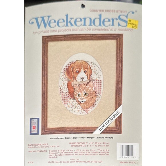 Weekenders Patchwork Pals Dog Cat Ginger Beagle Counted Cross Stitch Kit MAT NOS - Picture 1 of 4